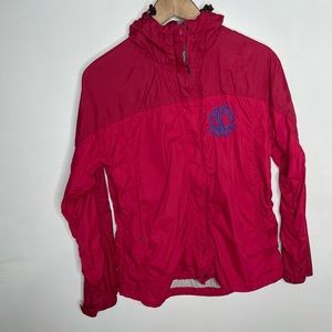 Landway colorblocked pink rain jacket Monogramed “JKL”
